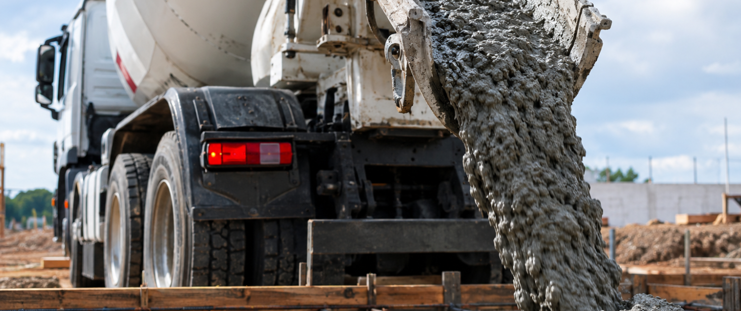 Ready Mix Concrete Pour from a Ready Mix Truck